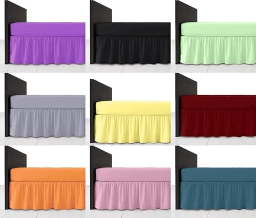 Image of KARKARM Easy Care Plain Dye Frilled Platform Bed Base Valance Sheet Single, Soft Polycotton Extra Deep Frilled Valance Bed Sheet Valance Bed Skirt, Teal