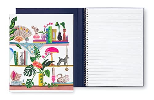 Image of Kate Spade New York Small Concealed Spiral Notebook, 8.25" x 6.75" Journal Notebook with 112 Lined Pages, Bookshelf