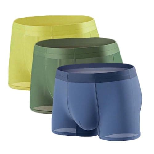 Image of YUSHOW Men's Trunks Underwear Anti Chafing Sport Boxers, Cooling Micro Mesh Ice Silk Boxer Shorts 3 Pack, No Roll-Up Breathable Performance Underpants for Gym Running