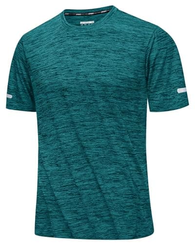 Image of MAGCOMSEN Gym Tops for Men Training Running Sports Top Short Sleeve Quick Dry Shirt Breathable Summer Tshirt,JadeGreen,L