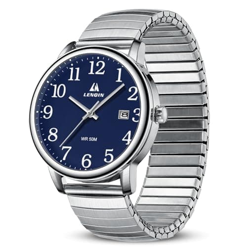 Image of LN LENQIN Mens Watches Analog Quartz Watches for Men Stainless Steel Waterproof Men's Wrist Watch Easy Reader 38 mm Expansion Band