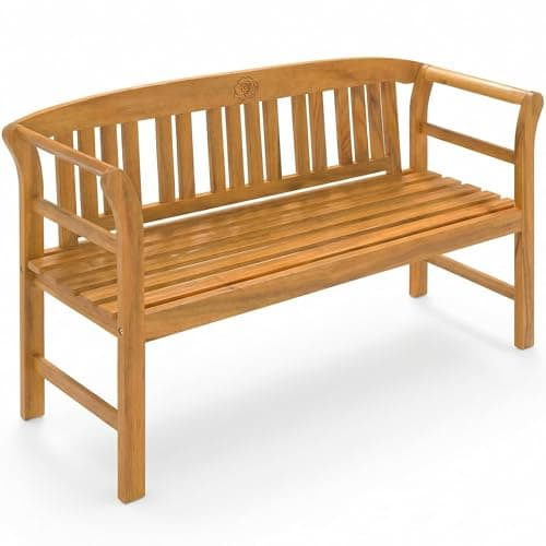 Image of CASARIA® Rose 3 Seater Wooden Garden Bench | FSC®-Certified Eucalyptus Wood | 158x43x82cm | Outdoor Furniture | Armrests & Backrest | Patio Park Deck Balcony | Weather-resistant | 320KG Load Capacity