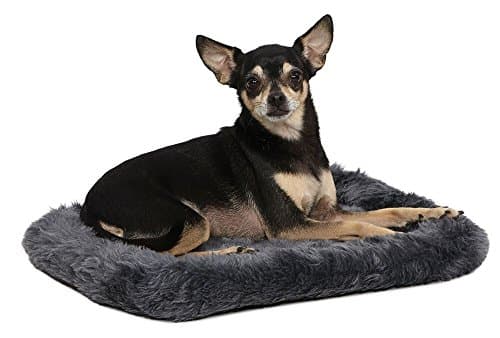 Image of MidWest Homes for Pets QuietTime XXS Dog Bed – Gray Faux Fur Bolster, Ultra-Soft and Machine Washable, Fits 46 cm Crates and Carriers, for Small Dogs and Cats