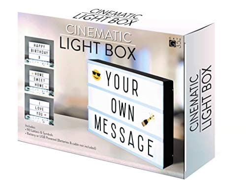 Image of A4 Cinematic Light Box Sign - 105 Letters and Colour Emojis - USB or Battery Operated - USB Cable Included - Vintage Cinema LED Sign