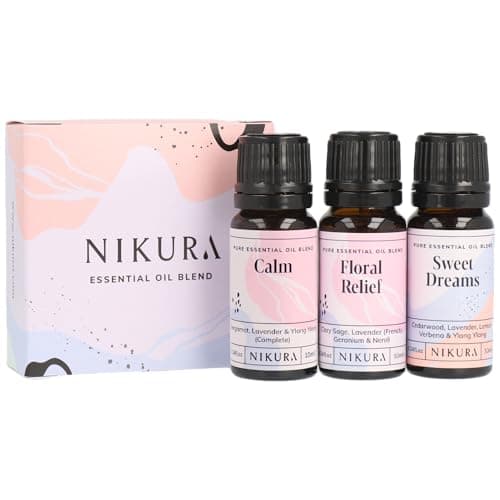 Image of Nikura | De-Stress Essential Oil Blends Set - Floral Relief & Sweet Dreams | for Aromatherapy, Soap and Candle Making, Sleep, Diffusers for Home, Vegan, 100% Pure and Natural