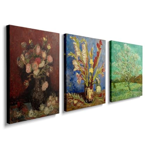 Image of prinfantasy Canvas Wall Art Framed Prints Floral Plants Paintings Home Bedroom Bathroom Living Room Decor 3 Panel Pictures YH071