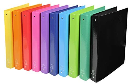 Image of Exacompta - ref. 51929E - Box of 10 Iderama film-coated rigid binders - 4 round rings, diameter 30 mm - Spine 40 mm - External dimensions: 32 x 26 cm - A4 file format - 10 assorted colors
