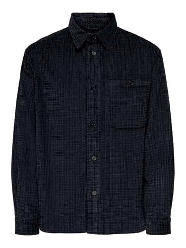 Image of ONLY & SONS Mens Onswaleed Corduroy Overshirt 0345, Jet Black, M UK