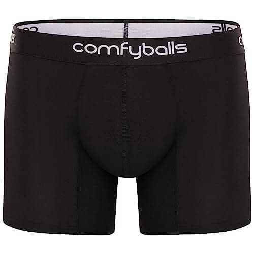 Image of Comfyballs Premium Boxer Briefs in Proprietary Soft and Environmentally Friendly Fabric Comfycel with PackageFront in Long Model, Boxer Shorts for Men, black, XXL
