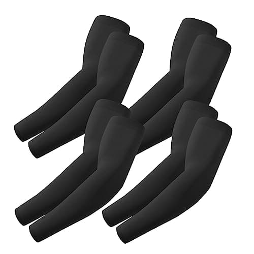 Image of ROXUN 4 Pairs Arm Sleeves Gaming UV Sun Protection Compression Volleyball Sleeve for Men/Women 4 Black