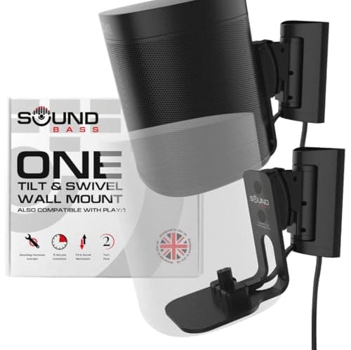 Image of Sound Bass ONE Wall Mount Bracket, Tilt and Swivel, Black, Twin (2pcs), Compatible with ONE, ONE Gen 2, ONE SL & Play:1, Effortless Installation, Includes Mounting Kit, Double, Pair
