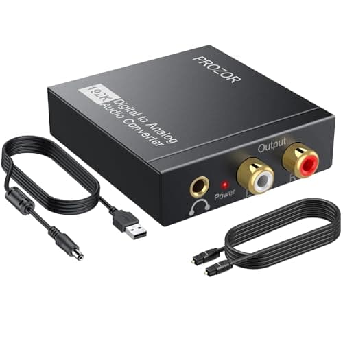 Image of PROZOR DAC Converter 192kHz Digital to Analog Converter 2.0CH Digital Optical Toslink Coaxial to RCA L/R 3.5mm Analog Stereo Audio Adapter with 1 m/3 ft Optical Cable for HDTV DVD PS3/4