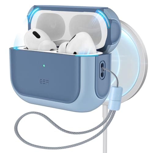 Image of ESR for AirPods Pro 2 Case, Compatible with Airpods Pro Case 2nd / 1st Generation (2023/2022/2019), Compatible with MagSafe, Full Drop Protection Cover with Lanyard, Blue