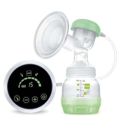 Image of MAM 2-in-1 Single Electric Breast Pump | Quiet and Comfortable Pumping | Soft Silicone Breast Funnel | Newborn Essentials | Green (Various Designs)