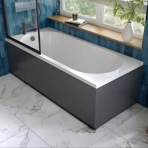 Image of Bathcenter 100% Waterproof Bath Panel - Size & Colour Options (Grey Gloss, 1700mm)
