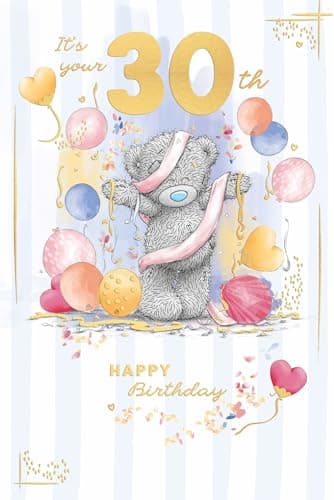 Image of Me To You Tatty Teddy It's Your 30th Luxury Gold Embellished Birthday Card, 6 X 9 Inches - Official Collection