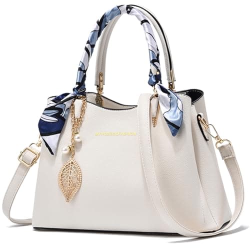 Image of Myhozee Handbags for Women Fashion Women's Top-handle Bags Ladies Handbag PU Leather Bag Tote Purse Shoulder Bag Crossbody Bag for Casual & Work White