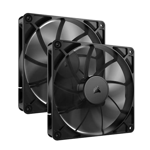 Image of CORSAIR RS140 140 mm PWM Fan – Daisy Chain Link – Silent – Magnetic Dome Ball Bearings – Double Pack – Black
