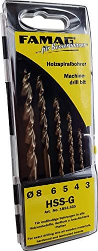 Image of FAMAG 1594835 5pcs HSS-Ground Brad Point Drill Bit Set in Plastic Case