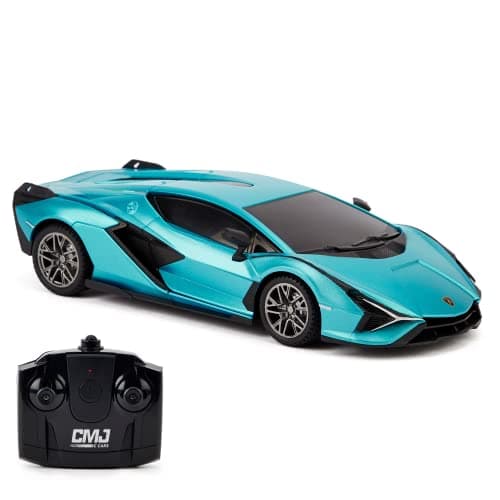 Image of 1:24 Scale Officially Licensed RC Lamborghini Sián FKP 37, Blue Lambo Sport Racing Hobby Toy Car Model Vehicle for Boys Girls and Adults Gift