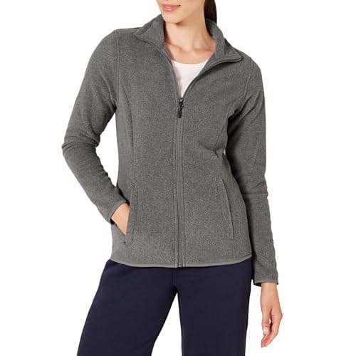 Image of Amazon Essentials Women's Classic-fit Long-Sleeved Full Zip Polar Soft Fleece Jacket (Available in Plus Size), Charcoal Heather, M