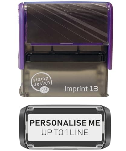 Image of Stamp Design 4U Imprint 13 58x22mm 1 Line Personalised Stamp Premium Custom Made Self-Inking Business Address Rubber Stamp with Black Ink