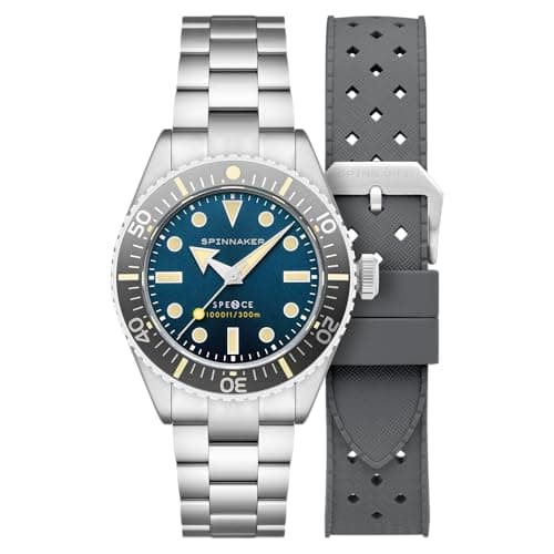 Image of Spinnaker Men's 40mm Spence 300 Automatic Navy Blue Watch with Solid Stainless Steel Bracelet SP-5097-BB