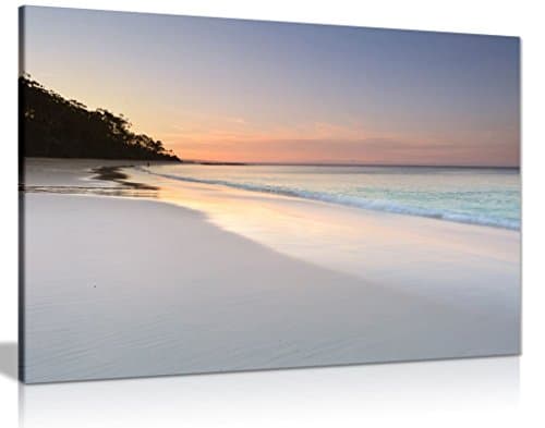 Image of Pretty Soft Colours Beach Sky And Sand Seaside Canvas Wall Art Picture Print (24X16)