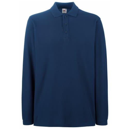 Image of Fruit of The Loom Mens Premium Long Sleeve Polo Shirt (XL) (Navy)