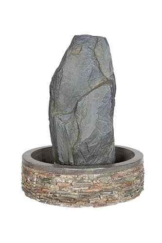 Image of Easy Fountain Snowdonia Monolith Water Feature – Mains Powered, No Plumbing, Outdoor Garden Fountain with Recirculating Pump, Polyresin, Patio & Garden