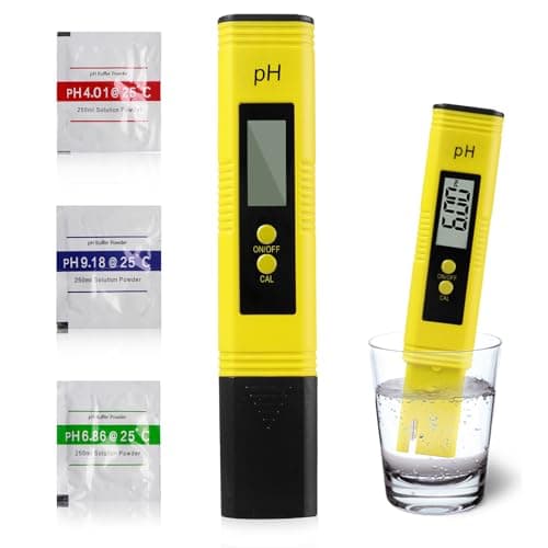 Image of Digital pH Meter, 0.00-14.00 High Precision pH Pen, Digital Water Quality Tester Auto Calibration and Clear Display for Kitchen for Household Drinking Water Pool Aquariums Laboratory (Yellow)
