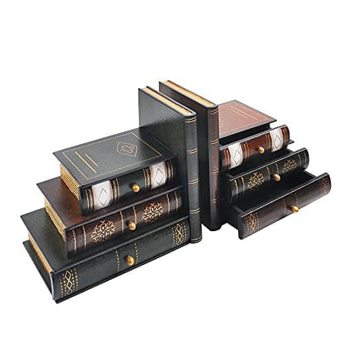Image of Bookends Vintage Decorative Wooden Book Organiser False Book Shelf Tidy Bookends for Office, Library or Study (311)
