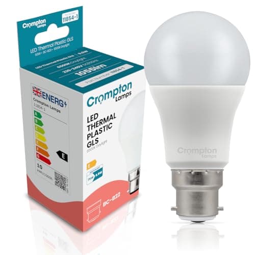 Image of Crompton Lamps GLS LED B22 Bulb | 9.5W = 75W Equivalent | Daylight 6500K | Energy Efficient | Bayonet Lightbulb | Long Life 15,000-Hrs | Dimmable Bulbs for Lamps