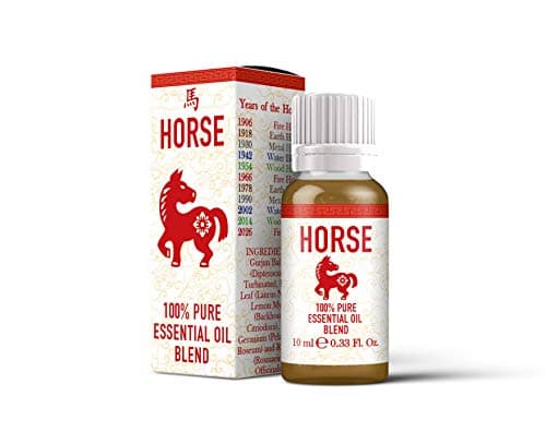 Image of Mystix London | Horse Chinese Zodiac Essential Oil Blend 10ml | 100% Pure & Natural | Aromatherapy for Oil | Gurjun Balsam, Laurel Leaf, Lemon Myrtle, Rose Geranium, Rosemary | Vegan, GMO Free