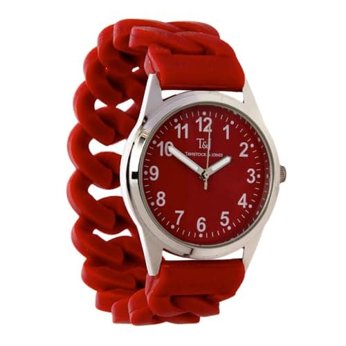 Image of T&J Tavistock & Jones Ladies Watch (Burgundy) Stretch Bracelet Wrist Watch for Women, Easy to Read Analog Quartz Ladies Watches, Dia. 30mm, Watches for Women - Fully Guaranteed