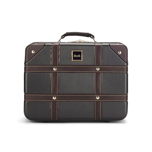 Image of Rock Vintage Vanity Hard Shell Vanity Case in Black – Hand Luggage Approved, Removable Shoulder & Suitcase Handle Strap, Lockable Zips – 29.5 x 37 x19cm 1.3KG