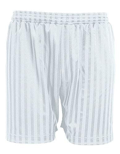 Image of Home Crafts Men Women Boys Girls Summer Gym Football Cycling Indoor Outdoor Games Shadow Stripe PE Shorts Drawstring (Large, White)