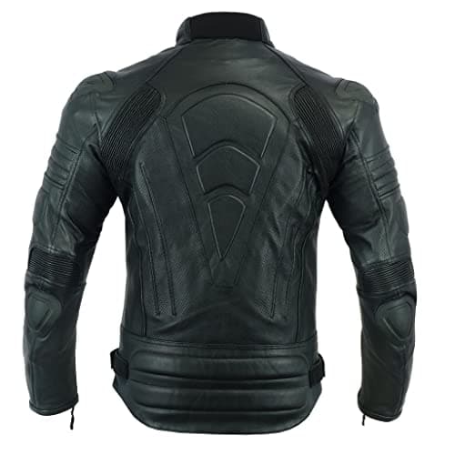 Image of JACKET4U Mens Motorcycle leather jacket Perforated armoured with external armours MBJ-22AIR (L)