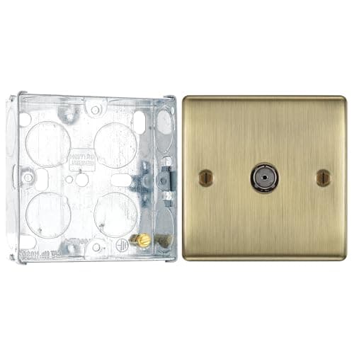 Image of BG Nexus Antique Brass Single Coaxial Socket NAB60 with 25mm Steel Back Box