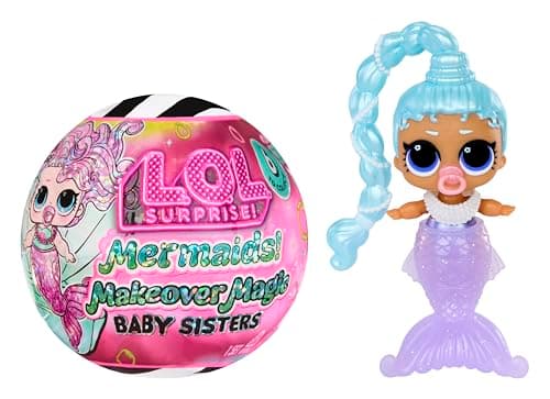 Image of L.O.L. Surprise! Mermaids Makeover Magic Baby Sisters - Colour-Changing Mermaid Tail with Shell Display Ball, 6 Dolls to Collect - for Ages 4+ Years, Series 1