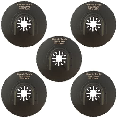 Image of Pack of 5 x 80mm Round Oscillating Multi Tool Blades/Wood Cutter Saw Blades Set Compatible with Dremel Fein Multimaster Makita Stanley Worx Dewalt Multi Tool Etc Oscillating Multitool Blade