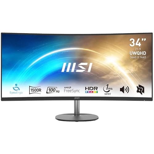 Image of PRO MP341CQ 34 inch 21:9 UWQHD Office Monitor - 3440 x 1440 1500R Curved Panel, 100Hz Refresh Rate, HDR Ready, VESA-Mount Supported, 3000:1 Contrast ratio, Tilt-Adjustable - DP 1.2a, 2 x HDMI 2.0b