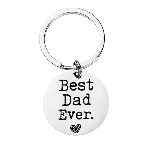 Image of 4Trails Best Dad Ever Keyring, Silver Metal Keychain with Heart Design, Father's Day Birthday Gift