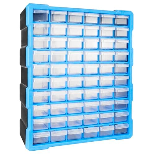 Image of TekBox DIY Tool Bits Storage Organiser Unit - Workshop Parts Craft Box Cabinet (60 Small Drawers)