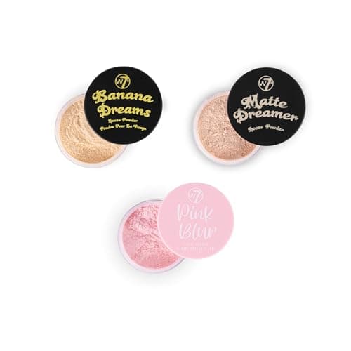 Image of W7 Loose Face Powder Trio - 3 Piece Set - Banana, Nude & Pink Toned Powders - Ultra-Fine Setting Powder for Flawless Makeup