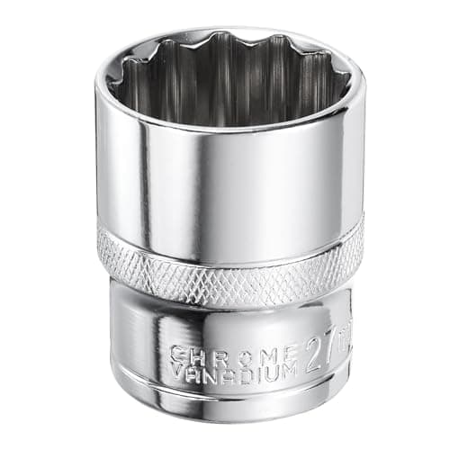 Image of sourcing map 12-Point Socket 1/2" Drive 27mm Deep 45# Steel Metric Shallow Drive Sockets Polishing Chromed Square Sockets Mechanic Hand Tool for Car Repair Mechanical Maintenance Home Use