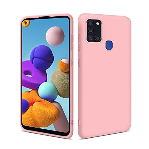 Image of HSP Pink Case Compatible with Samsung Galaxy A21s | Premium TPU Silicone Case | Scratch-Resistant Shockproof | Matte Surface | Custom-Fit, Soft, Ultra Thin Protective Case