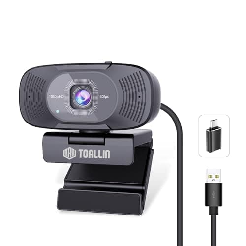 Image of TOALLIN 1080P FHD Webcam with Dual Microphones, Computer Web Camera, 90° Wide Angle, Built-in Privacy Shutter, USB Webcam for Video Conferencing/Online Calling/Live Streaming