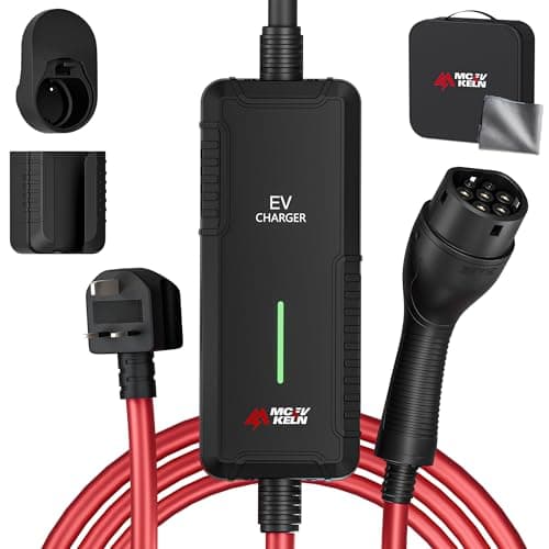 Image of MCEVKELN Type 2 to 3 Pin EV Charger – 2.3kW 10m Home Charging Cable for Electric Cars, IP67 Waterproof, 10A with Overload & Earth Fault Protection, Compatible with All EVs & PHEVs (UK Socket)