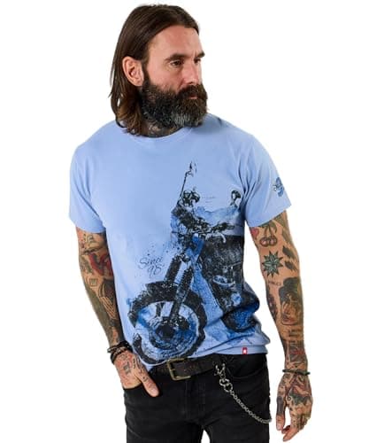 Image of Joe Browns Men's Motorbike Sketch Graphic Tee, Regular, Blue, UK L